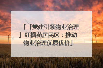 「党建引领物业治理」红枫苑居民区：推动物业治理优质优价