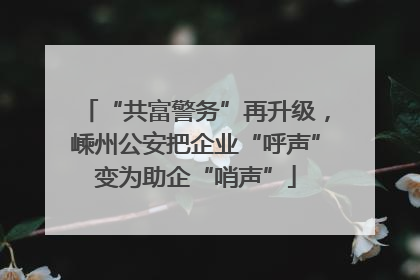 “共富警务”再升级，嵊州公安把企业“呼声”变为助企“哨声”