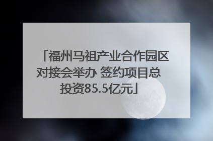 福州马祖产业合作园区对接会举办 签约项目总投资85.5亿元
