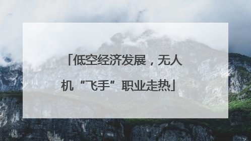 低空经济发展，无人机“飞手”职业走热