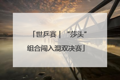 世乒赛｜“莎头”组合闯入混双决赛