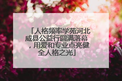 人格频率学苑河北威县公益行圆满落幕，用爱和专业点亮健全人格之光