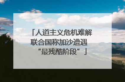 人道主义危机难解 联合国称加沙遭遇“最残酷阶段”
