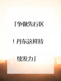 争做先行区！丹东这样持续发力