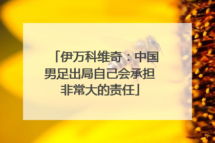 伊万科维奇：中国男足出局自己会承担非常大的责任