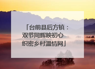 台前县后方镇：双节同辉映初心 织密乡村温情网
