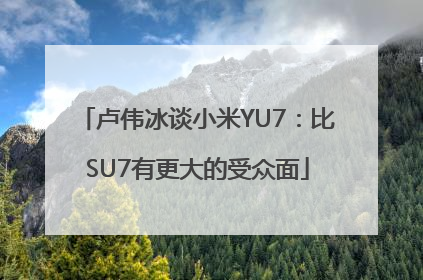 卢伟冰谈小米YU7：比SU7有更大的受众面