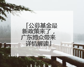 公募基金最新政策来了，广东博众带来详情解读
