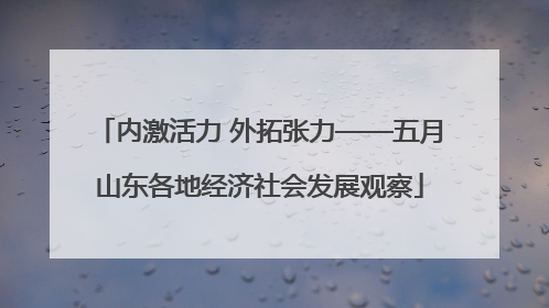 内激活力 外拓张力——五月山东各地经济社会发展观察