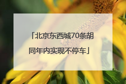 北京东西城70条胡同年内实现不停车