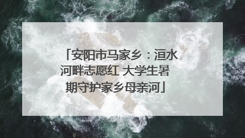安阳市马家乡：洹水河畔志愿红 大学生暑期守护家乡母亲河