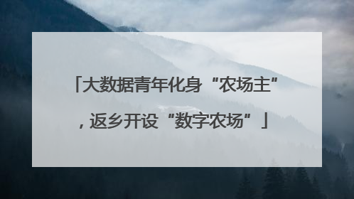 大数据青年化身“农场主”，返乡开设“数字农场”