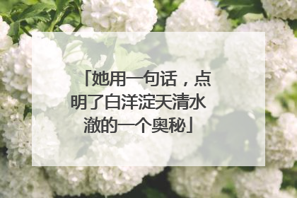 她用一句话，点明了白洋淀天清水澈的一个奥秘