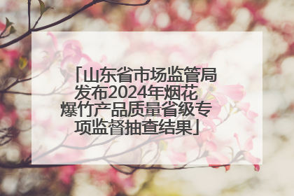 山东省市场监管局发布2024年烟花爆竹产品质量省级专项监督抽查结果
