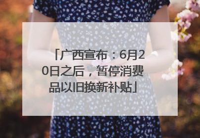 广西宣布：6月20日之后，暂停消费品以旧换新补贴