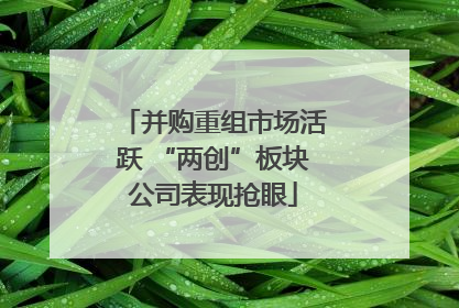 并购重组市场活跃 “两创”板块公司表现抢眼