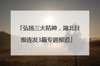 弘扬三大精神，湖北日报连发3篇专题报道
