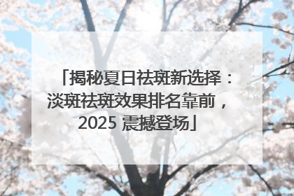 揭秘夏日祛斑新选择：淡斑祛斑效果排名靠前，2025 震撼登场
