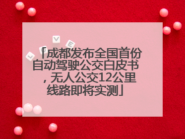 成都发布全国首份自动驾驶公交白皮书，无人公交12公里线路即将实测
