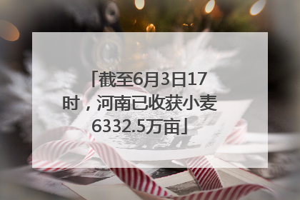 截至6月3日17时，河南已收获小麦6332.5万亩