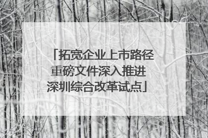 拓宽企业上市路径 重磅文件深入推进深圳综合改革试点