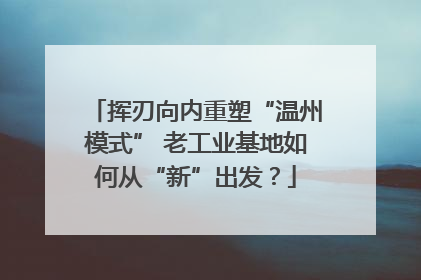 挥刃向内重塑“温州模式” 老工业基地如何从“新”出发？