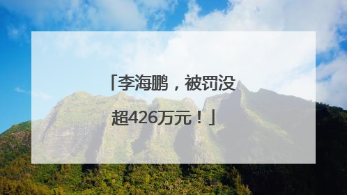 李海鹏，被罚没超426万元！
