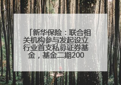 新华保险：联合相关机构参与发起设立行业首支私募证券基金，基金二期200亿元已募集完毕