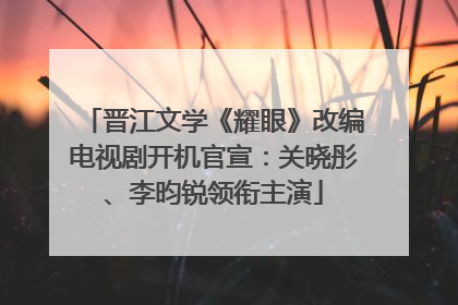 晋江文学《耀眼》改编电视剧开机官宣：关晓彤、李昀锐领衔主演