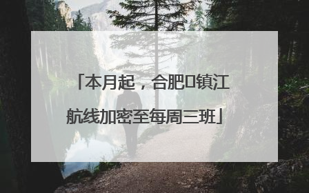 本月起，合肥⇋镇江航线加密至每周三班