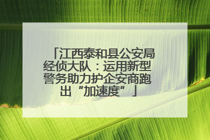 江西泰和县公安局经侦大队：运用新型警务助力护企安商跑出“加速度”