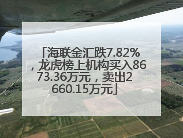 海联金汇跌7.82%，龙虎榜上机构买入8673.36万元，卖出2660.15万元