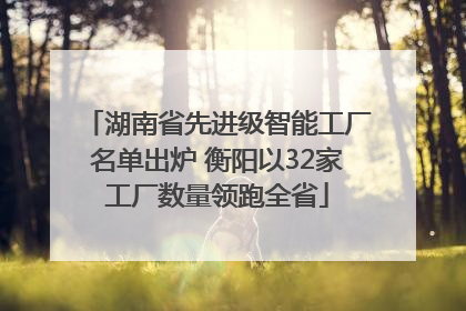 湖南省先进级智能工厂名单出炉 衡阳以32家工厂数量领跑全省