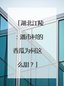 湖北江陵：潘市村的香瓜为何这么甜？