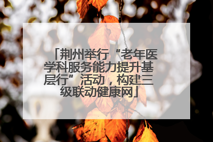 荆州举行“老年医学科服务能力提升基层行”活动，构建三级联动健康网