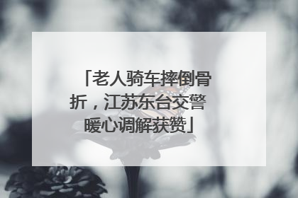 老人骑车摔倒骨折，江苏东台交警暖心调解获赞
