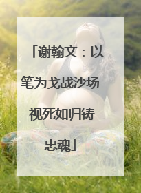 谢翰文：以笔为戈战沙场 视死如归铸忠魂