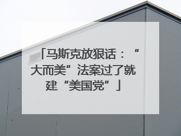 马斯克放狠话：“大而美”法案过了就建“美国党”