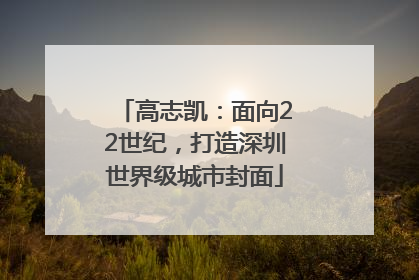 高志凯：面向22世纪，打造深圳世界级城市封面