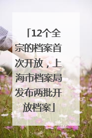 12个全宗的档案首次开放，上海市档案局发布两批开放档案