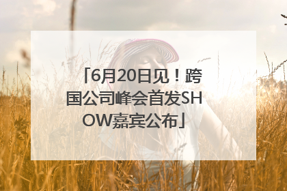 6月20日见！跨国公司峰会首发SHOW嘉宾公布
